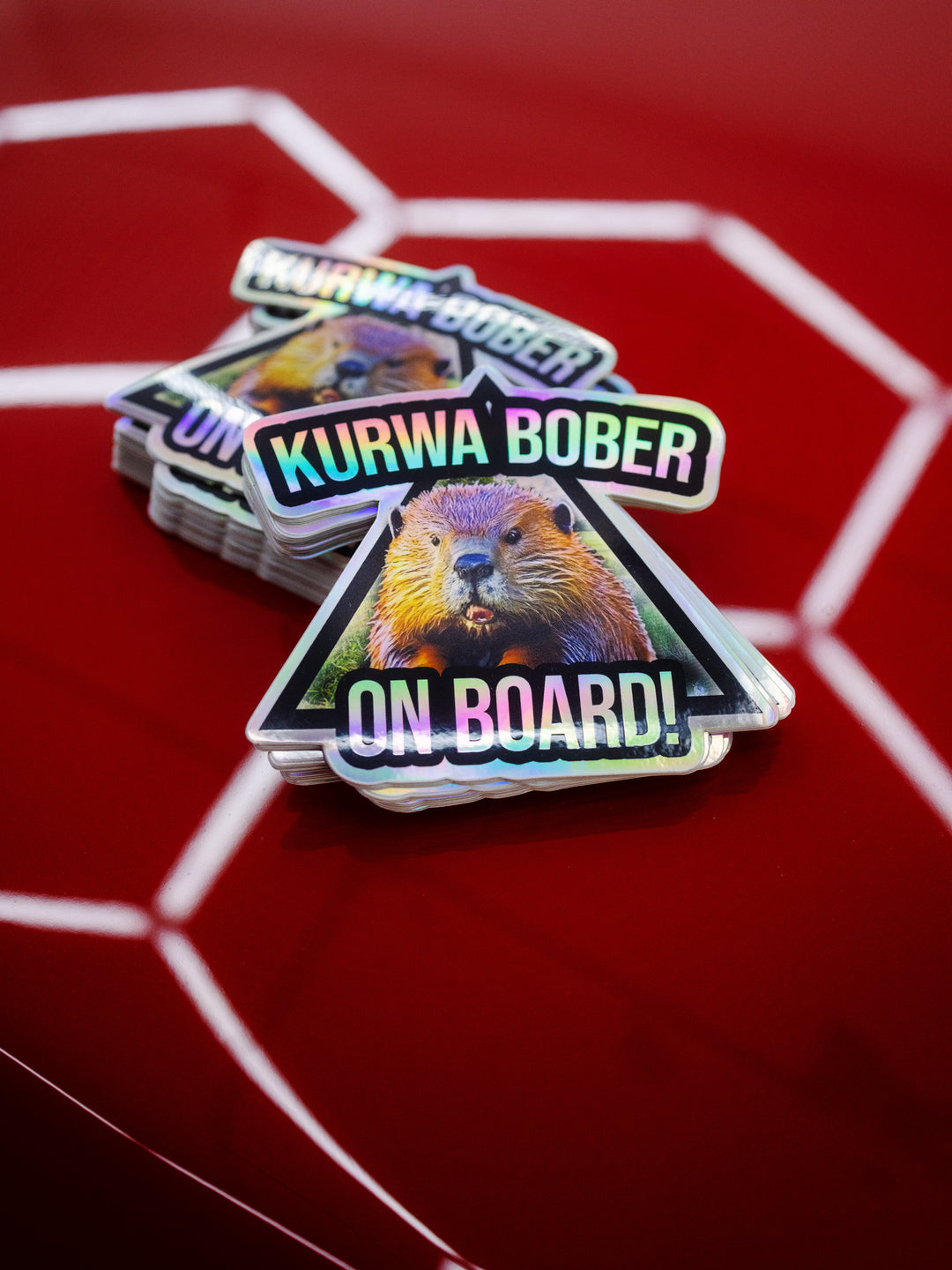 'Kurwa Bober On Board' Oil Slick Sticker