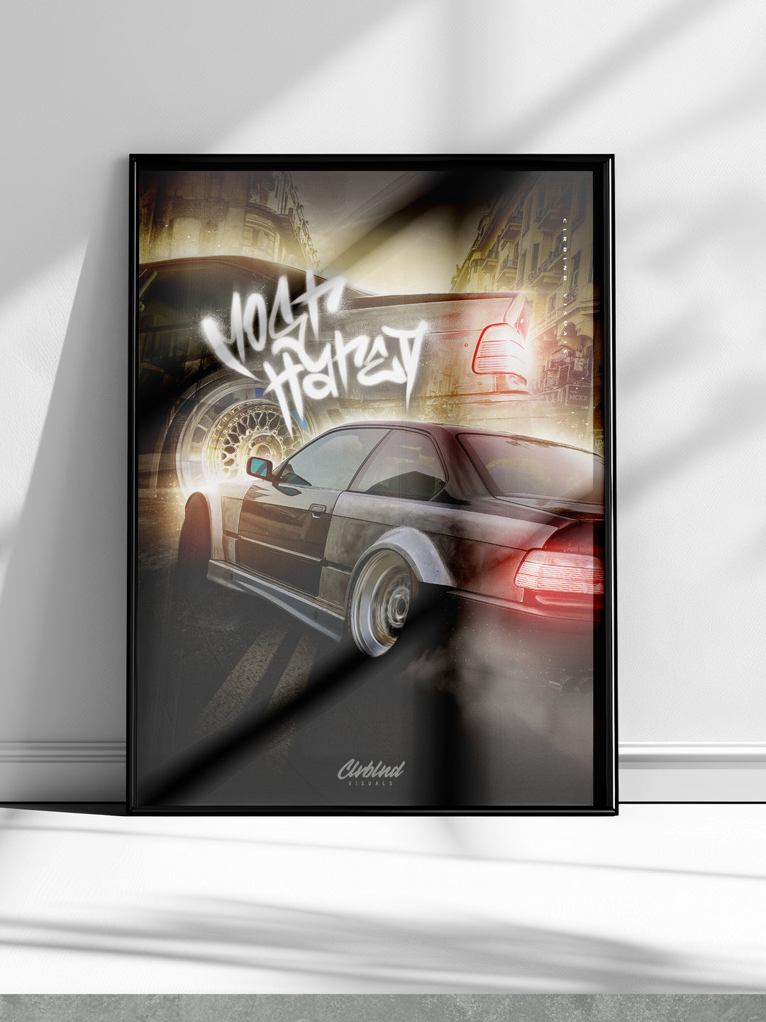 Most Hated Poster mit BMW E36 GTR Motiv im Format 70×100 cm, hochwertiger 300 g Qualitätsdruck in matt, ohne Rahmen
