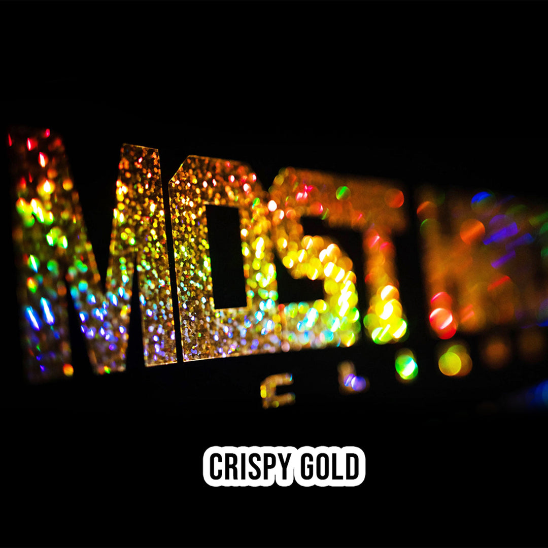 Most Hated Clique Sticker 380×65 mm in Crispy Gold – Premium Aufkleber mit Metallic Effekt