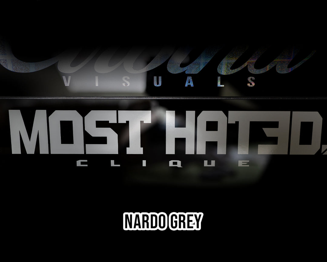Most Hated Clique Sticker 380×65 mm in Nardo Grau – hochwertiger Premium Aufkleber