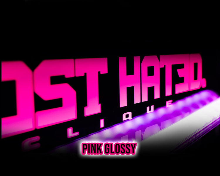 Most Hated Clique Sticker 380×65 mm in Neon Pink Glossy – auffälliger Premium Aufkleber